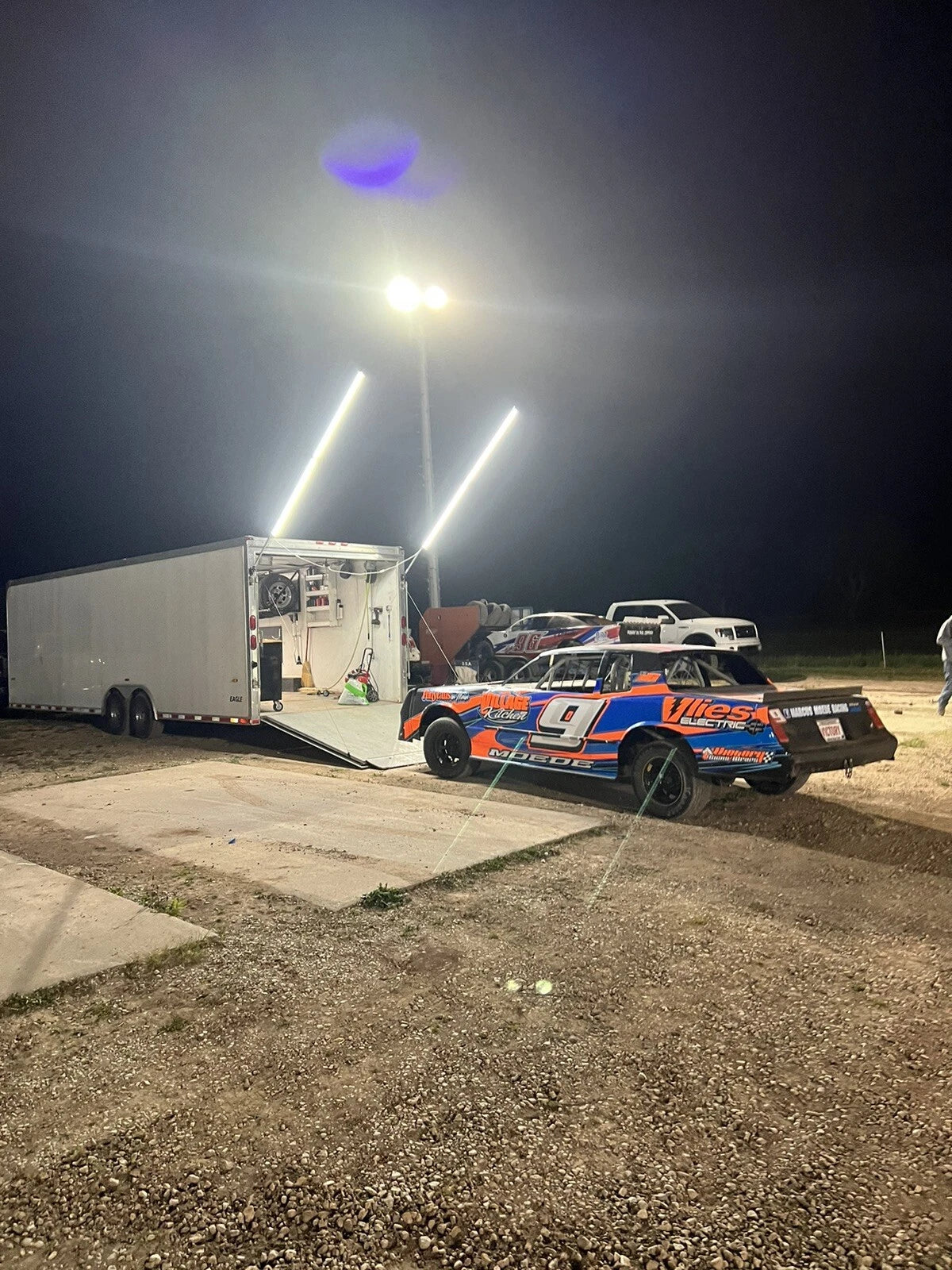 LED Pit Lights for Race Trailer – 10-Foot Poles, 20,000 Lumens