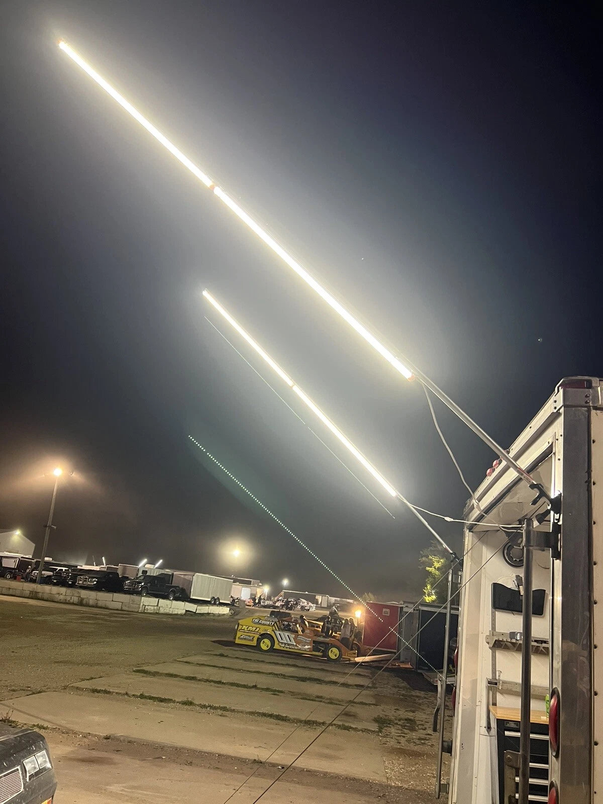 LED Pit Lights for Race Trailer – 10-Foot Poles, 20,000 Lumens